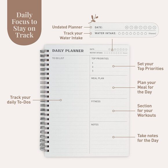 Colorful Rileys & Co Undated Daily Planner To Do List Notebook, 8x6 inch 80 pgs - Picture 6 of 8